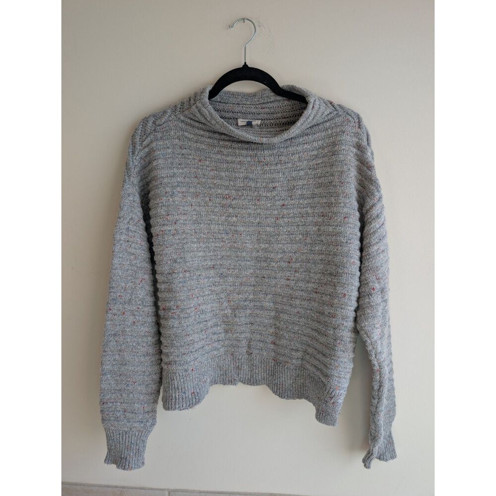 Court & Rowe women's gray confetti flecked mock roll neck knit sweater MEDIUM